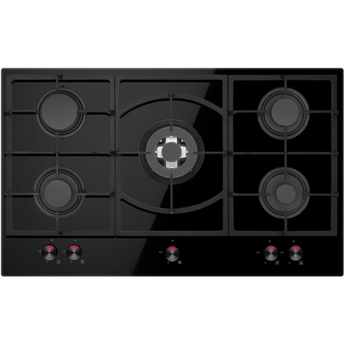 Gas Hobs 5 Burners in Black Tempered Glass Good Value for Money